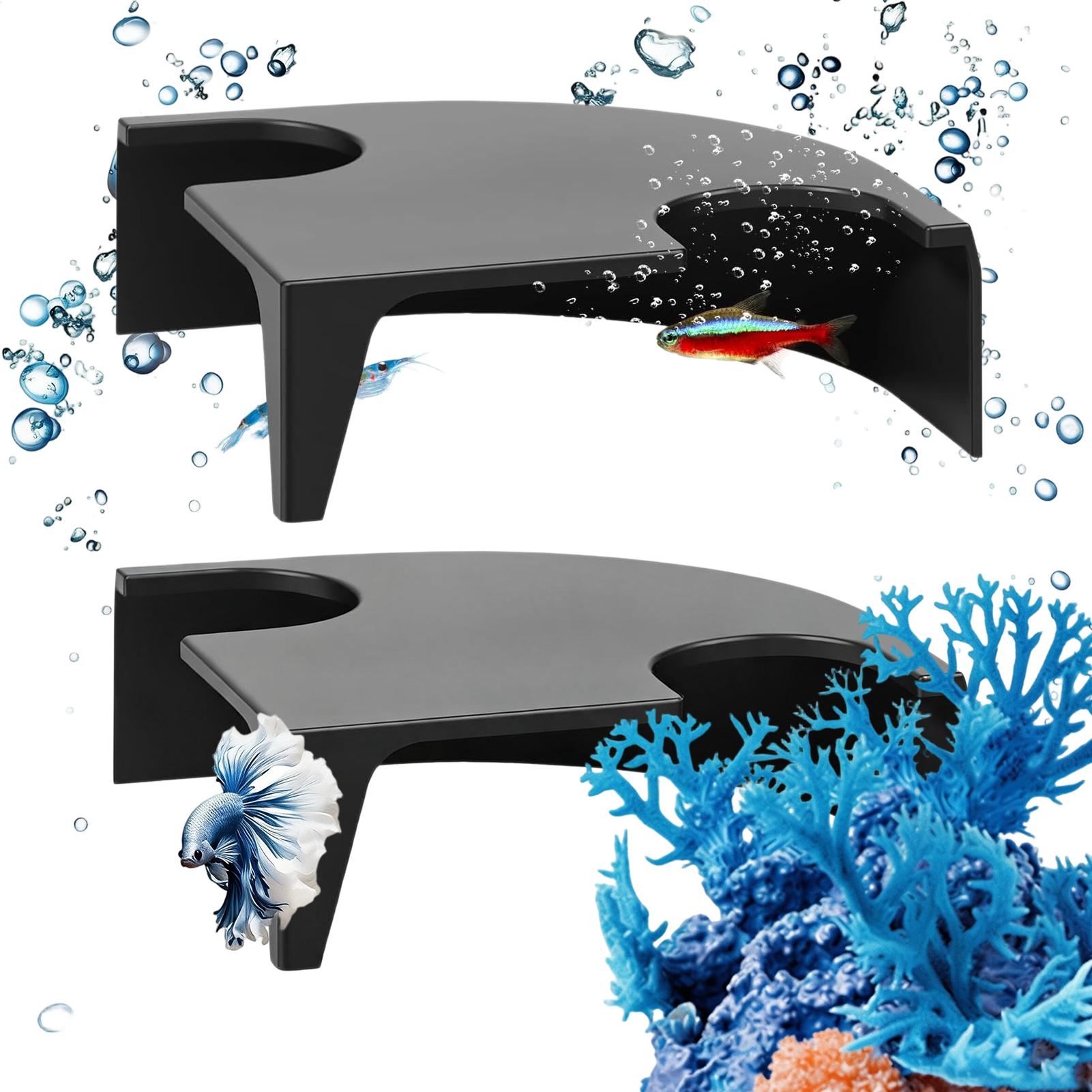 Non Planted Aquarium Fish - 水槽造景用魚の洞窟 ダブルオープニング ノンスリップ ハビタット 2ピース 魚タンク休憩場所