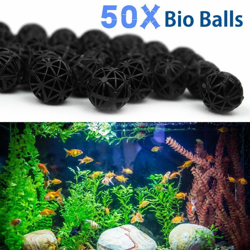 Aquarium Plant Fertilizer - 50個入り 16mm アクアリウム用バイオフィルターボール 魚タンク・池用ろ過材 生化学的水質浄化フィルター マリンアクセサリーセット