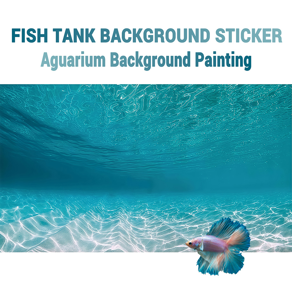 Aquarium Sand White - 日光に照らされた白い砂、水槽背景画、水槽ステッカー、爬虫類水槽ステッカー、HD、粘着式、風景装飾品