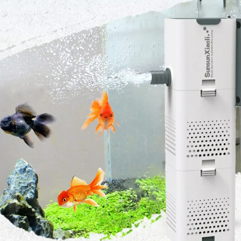 Aquarium Plant Iron - 3 で 1 水族館フィルターポンプ水族館エアポンプウェーブポンプ水槽水中空気酸素内部ポンプ水族館パワーヘッドポンプ