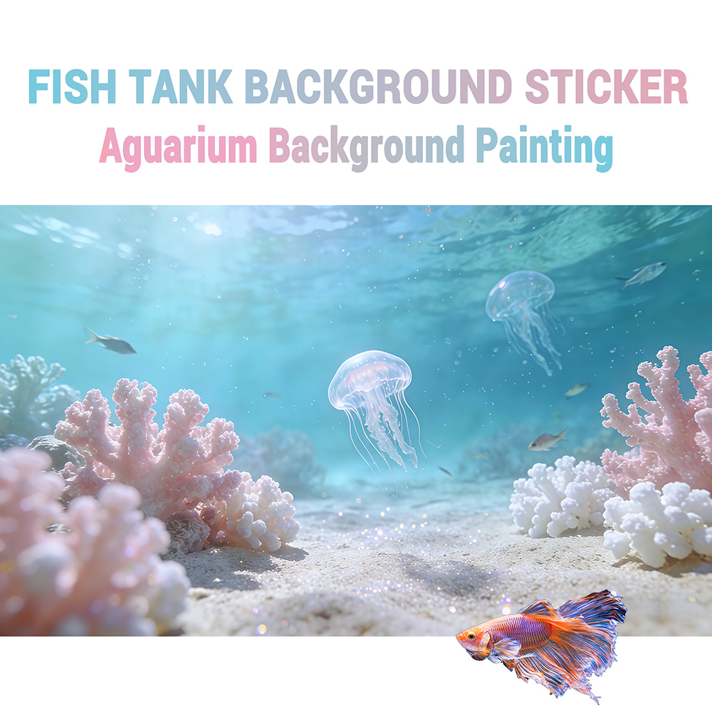 白い砂浜とピンクのサンゴ、水槽ステッカー、水槽風景装飾、水槽 - Aquarium Sand White のレビューと価格