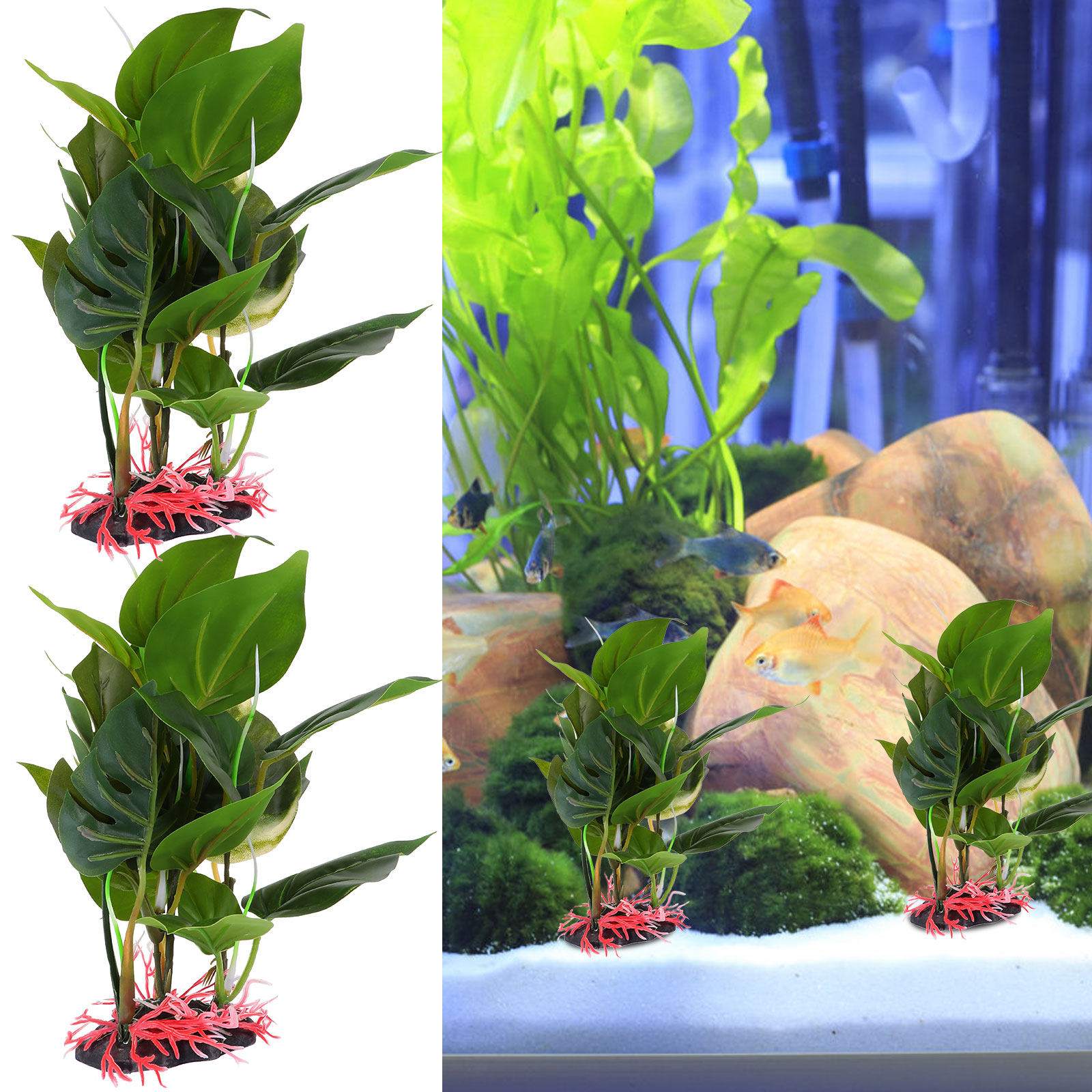 水槽や爬虫類のテラリウムの装飾用のリアルな人工緑植物、安全無 - Non Planted Aquarium Fish のレビューと価格