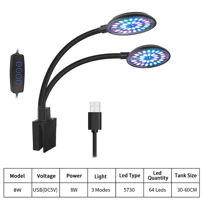 USB 水族館 LED ライト水槽クリップランプフルスペクト - Aquarium Plant Grow Light のレビューと価格